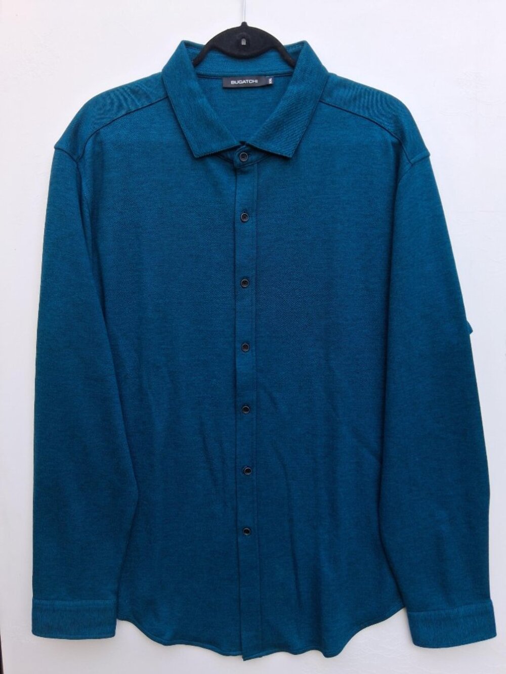 BUGATCHI men's teal cotton-wool blend long-sleeve button-down shirt (size XXL)